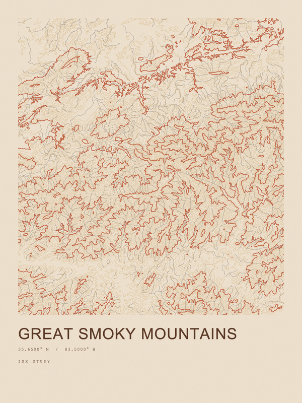 Great Smoky Mountains — Ink print in Desert Light