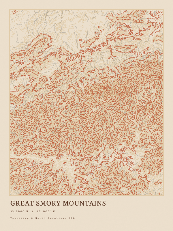 Great Smoky Mountains — Ink print in Desert Light