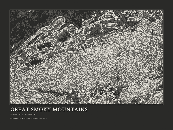 Great Smoky Mountains — Ink print in Ink Dark (landscape)