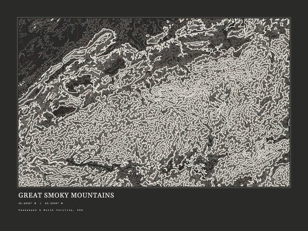 Great Smoky Mountains — Ink print in Ink Dark (landscape)