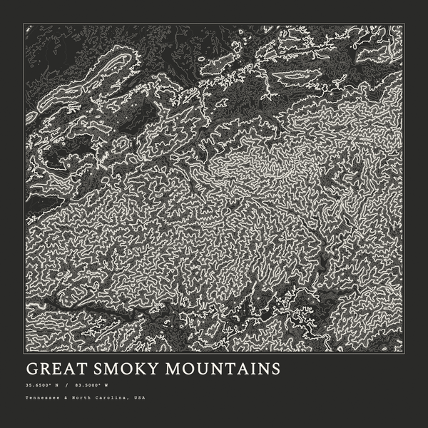 Great Smoky Mountains — Ink print in Ink Dark (square)