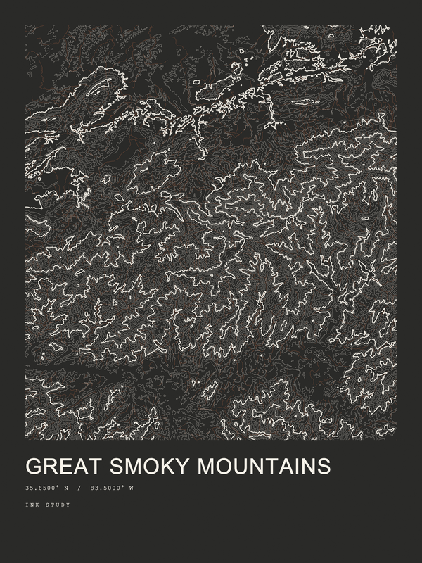 Great Smoky Mountains — Ink print in Ink Dark