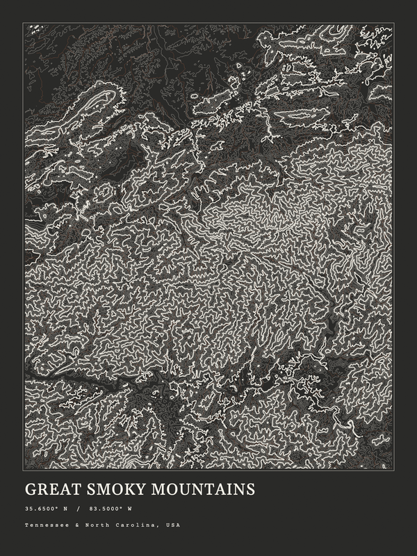 Great Smoky Mountains — Ink print in Ink Dark