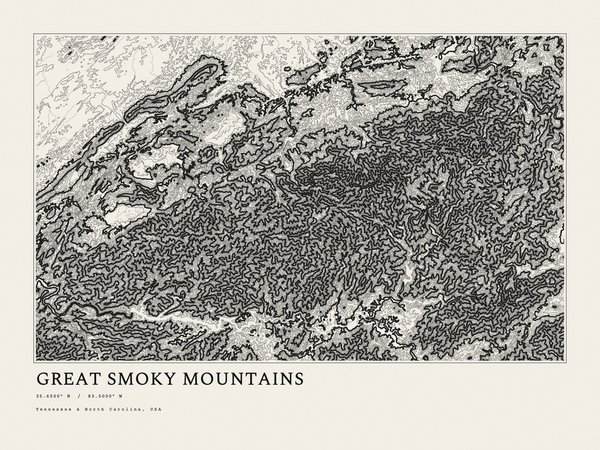 Great Smoky Mountains — Ink print in Ink Light (landscape)