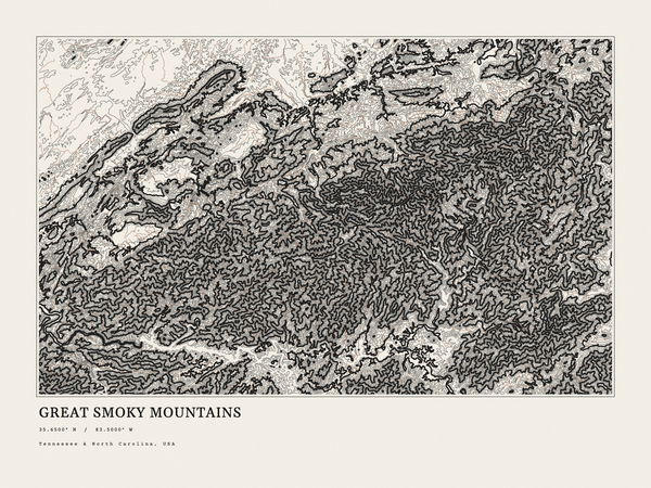 Great Smoky Mountains — Ink print in Ink Light (landscape)