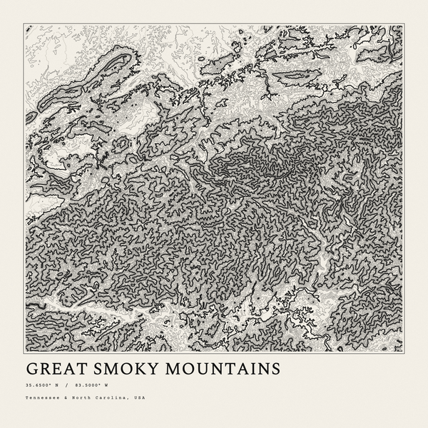 Great Smoky Mountains — Ink print in Ink Light (square)
