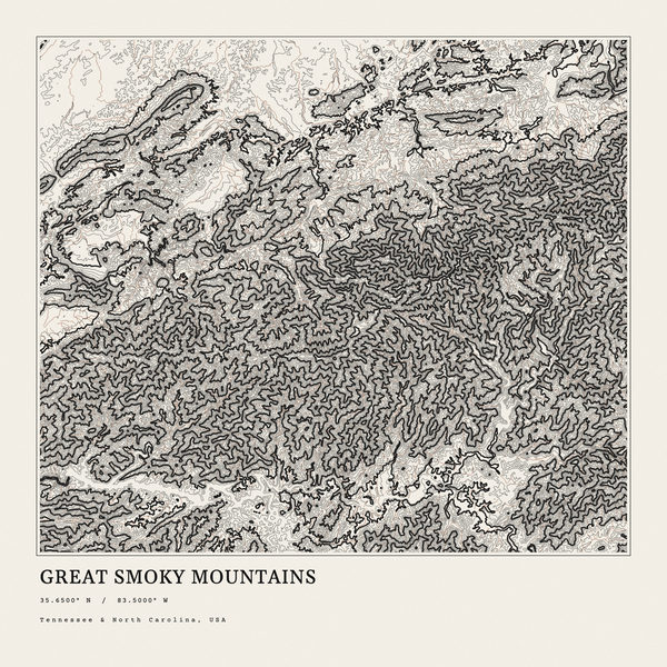 Great Smoky Mountains — Ink print in Ink Light (square)