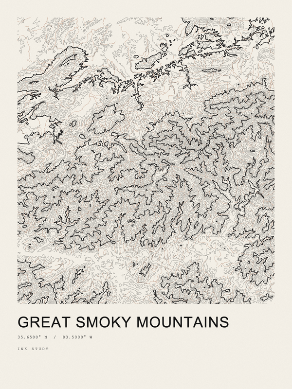 Great Smoky Mountains — Ink print in Ink Light