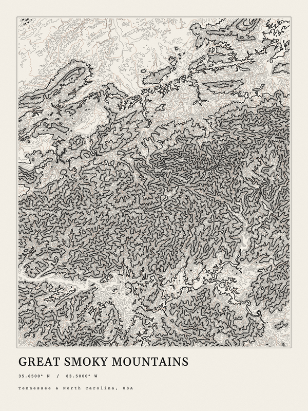 Great Smoky Mountains — Ink print in Ink Light