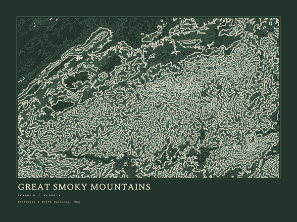 Great Smoky Mountains — Ink print in Ranger Dark (landscape)