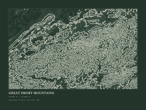 Great Smoky Mountains — Ink print in Ranger Dark (landscape)