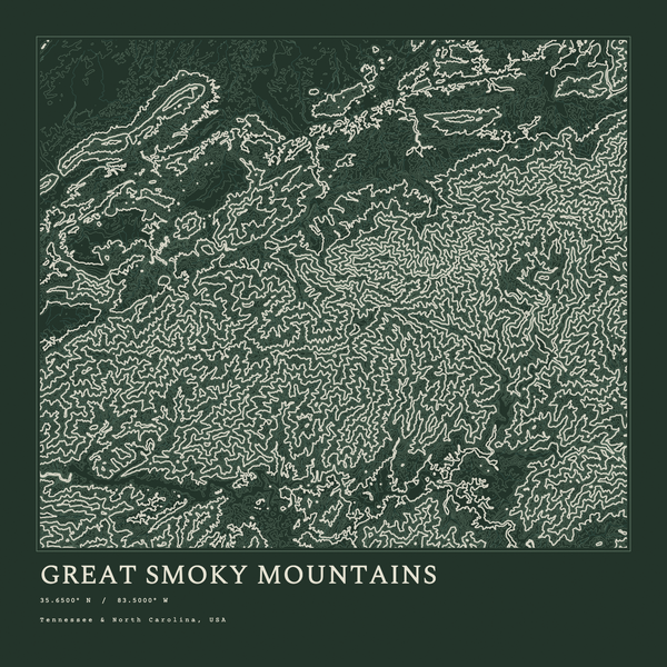 Great Smoky Mountains — Ink print in Ranger Dark (square)