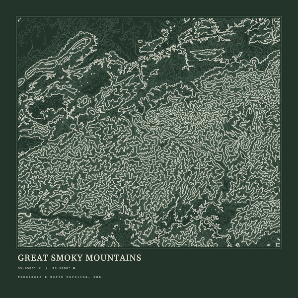 Great Smoky Mountains — Ink print in Ranger Dark (square)