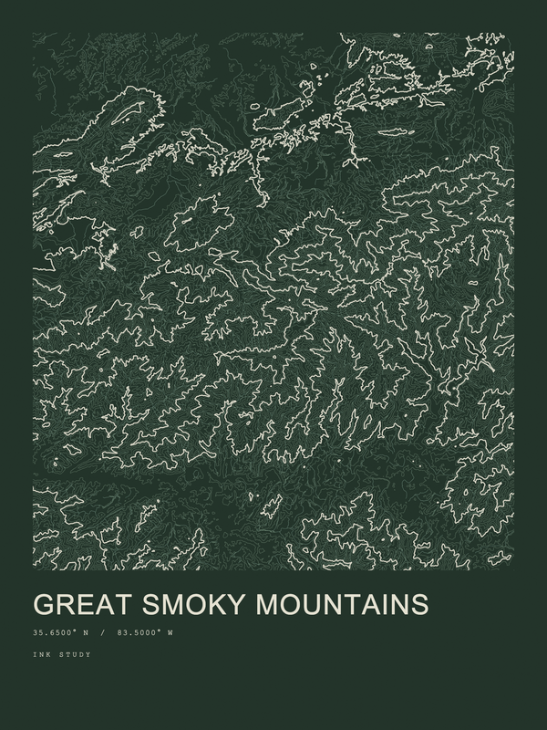Great Smoky Mountains — Ink print in Ranger Dark