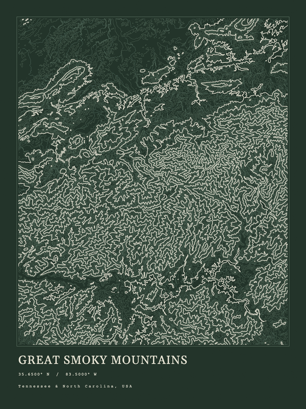 Great Smoky Mountains — Ink print in Ranger Dark