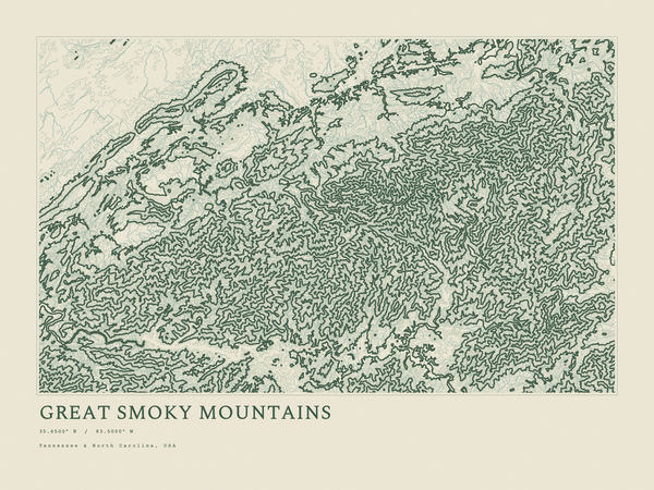Great Smoky Mountains — Ink print in Ranger Light (landscape)