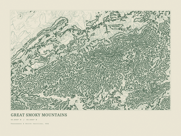Great Smoky Mountains — Ink print in Ranger Light (landscape)