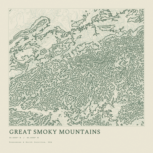Great Smoky Mountains — Ink print in Ranger Light (square)