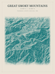 Great Smoky Mountains — Red Relief print in Alpine Teal