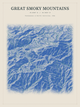 Great Smoky Mountains — Red Relief print in Ultramarine