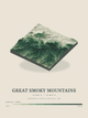 Great Smoky Mountains — Terrain Relief print in Forest Floor