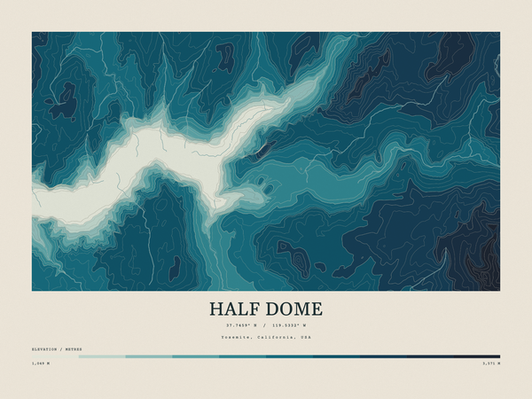 Half Dome — Contour Colour print in Fjord (landscape)