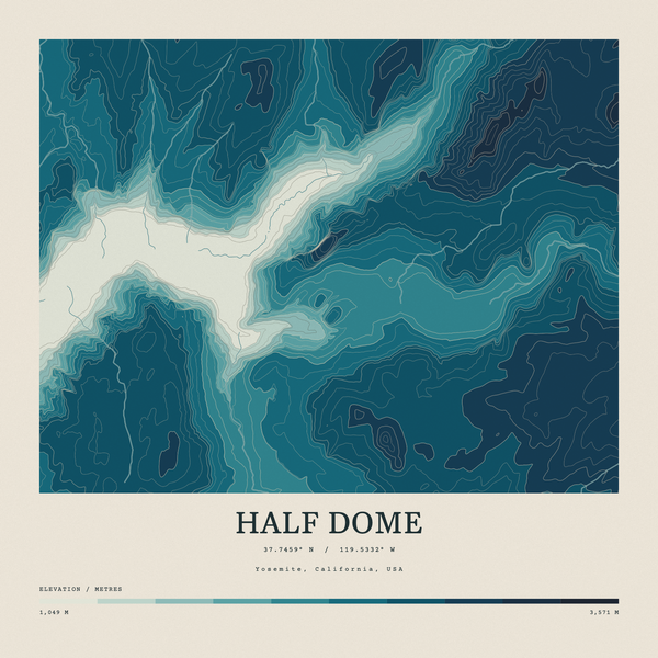 Half Dome — Contour Colour print in Fjord (square)