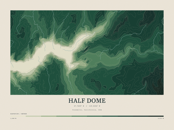 Half Dome — Contour Colour print in Forest Floor (landscape)