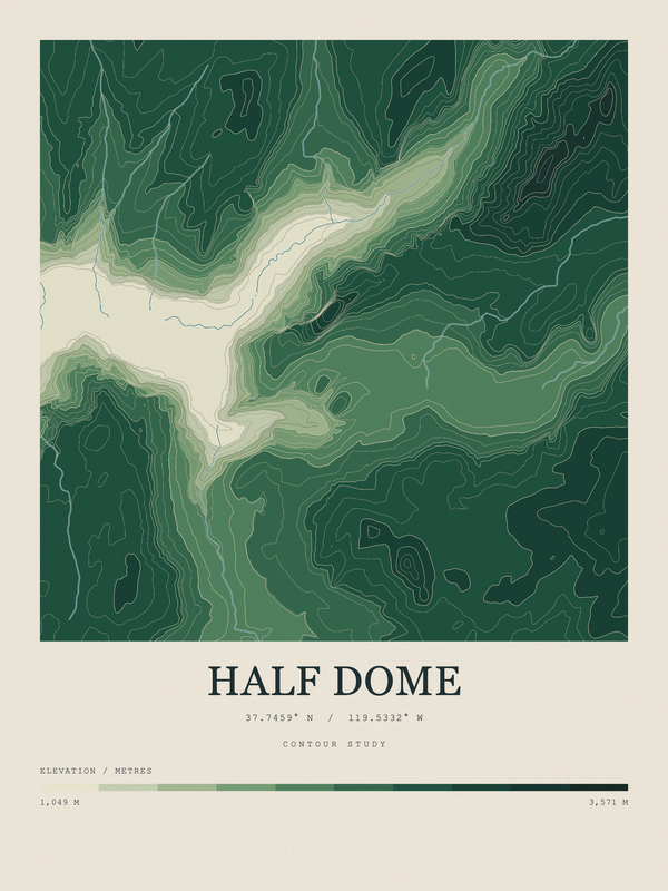 Half Dome — Contour Colour print in Forest Floor