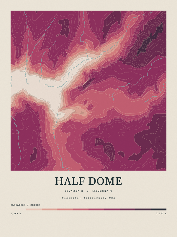 Half Dome — Contour Colour print in Rose & Stone