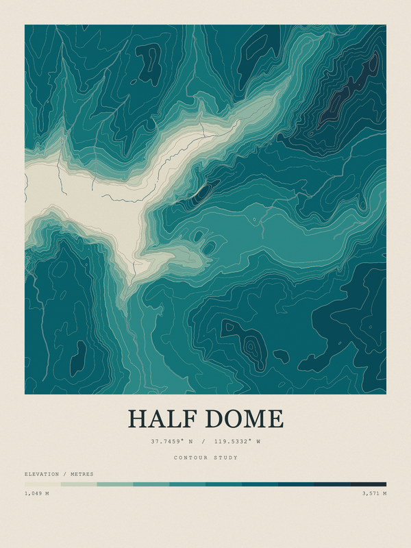 Half Dome — Contour Colour print in Alpine Teal