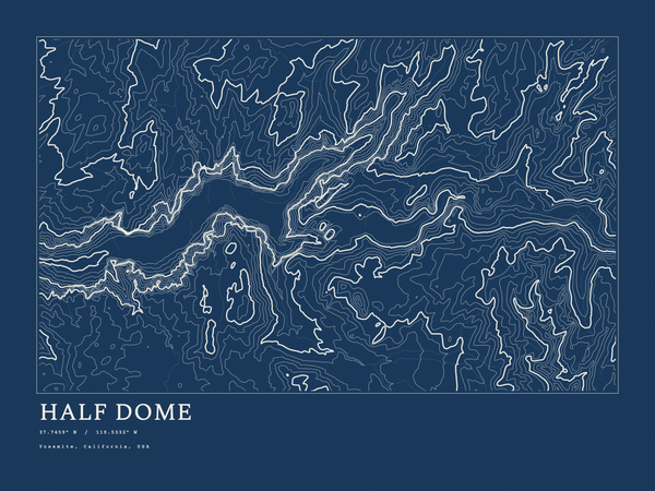 Half Dome — Ink print in Blueprint Dark (landscape)