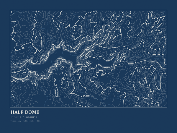 Half Dome — Ink print in Blueprint Dark (landscape)