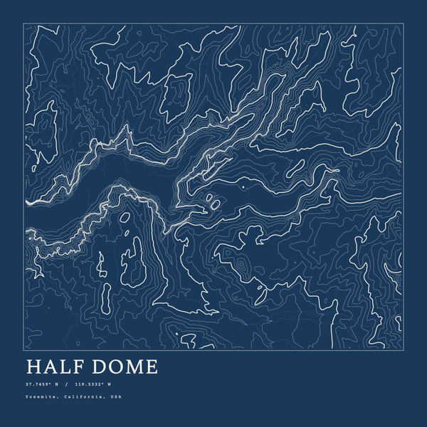 Half Dome — Ink print in Blueprint Dark (square)