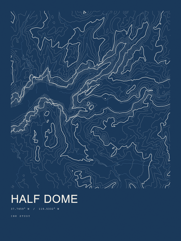 Half Dome — Ink print in Blueprint Dark