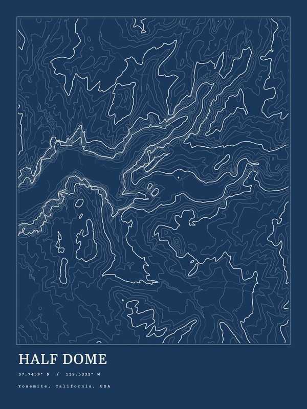 Half Dome — Ink print in Blueprint Dark