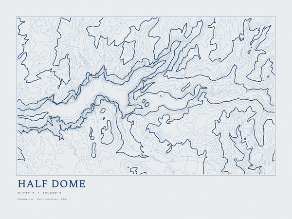 Half Dome — Ink print in Blueprint Light (landscape)