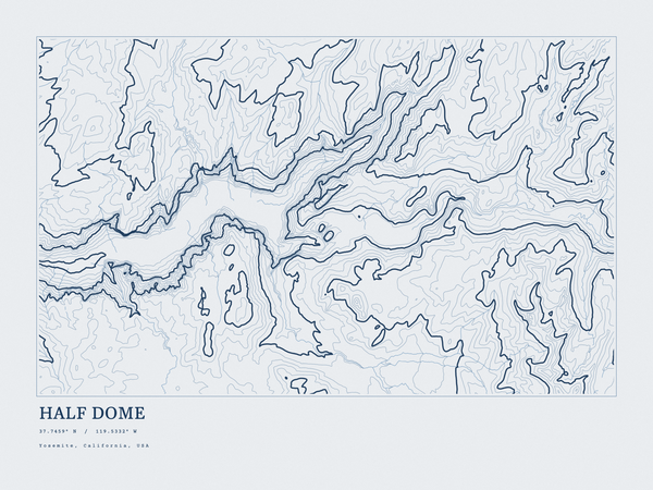 Half Dome — Ink print in Blueprint Light (landscape)