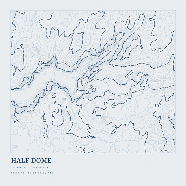 Half Dome — Ink print in Blueprint Light (square)