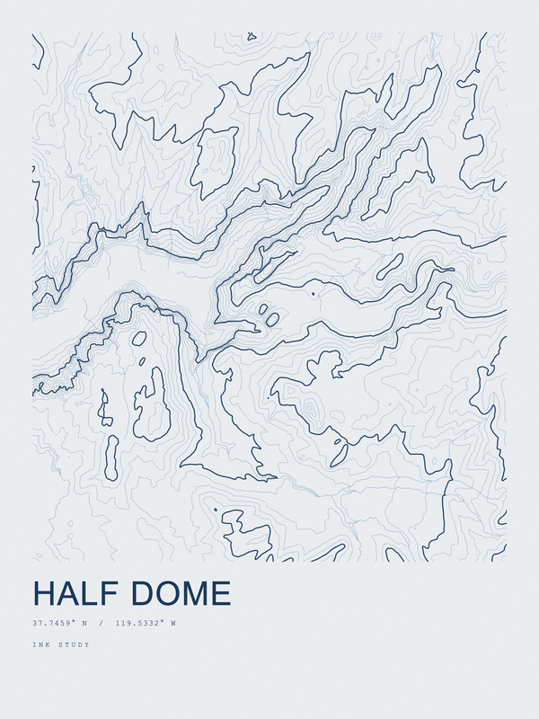 Half Dome — Ink print in Blueprint Light