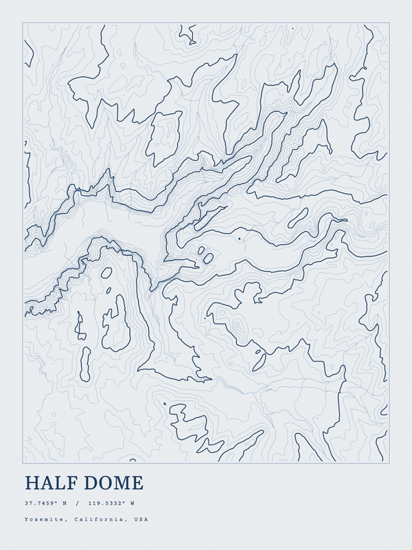 Half Dome — Ink print in Blueprint Light