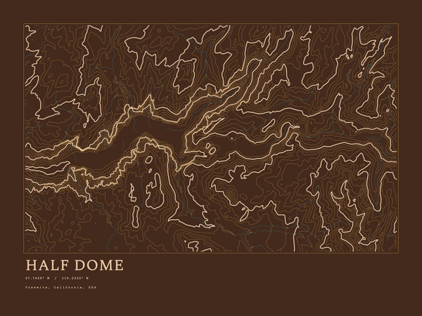 Half Dome — Ink print in Desert Dark (landscape)