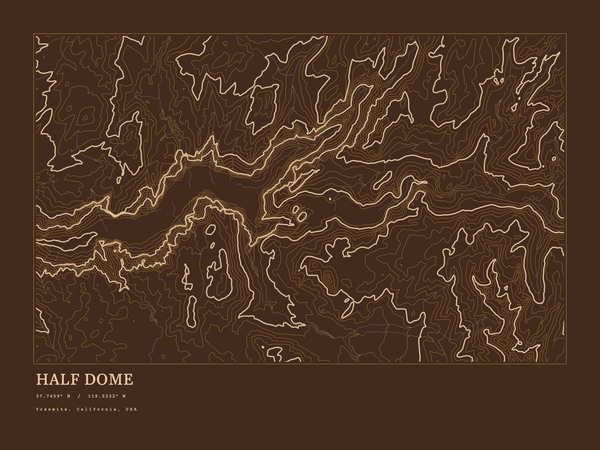 Half Dome — Ink print in Desert Dark (landscape)