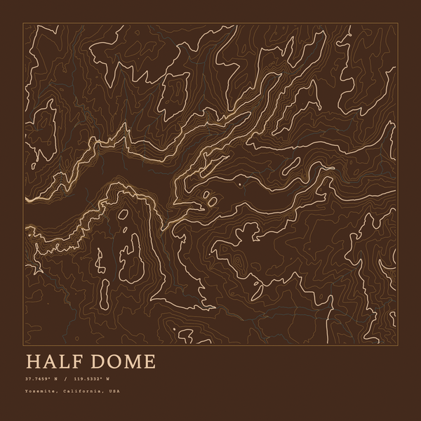 Half Dome — Ink print in Desert Dark (square)