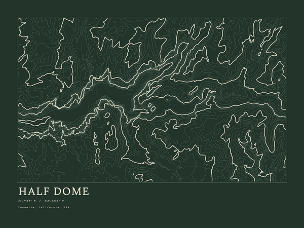 Half Dome — Ink print in Ranger Dark (landscape)