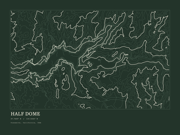 Half Dome — Ink print in Ranger Dark (landscape)
