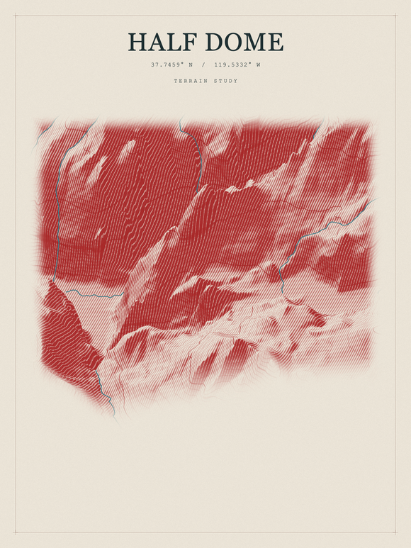 Half Dome — Red Relief print in Red Earth