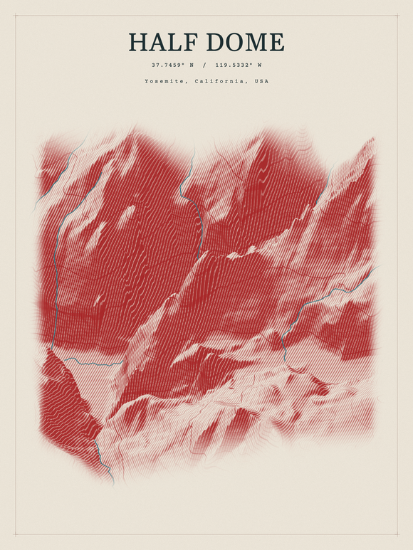Half Dome — Red Relief print in Red Earth