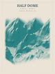 Half Dome — Red Relief print in Alpine Teal