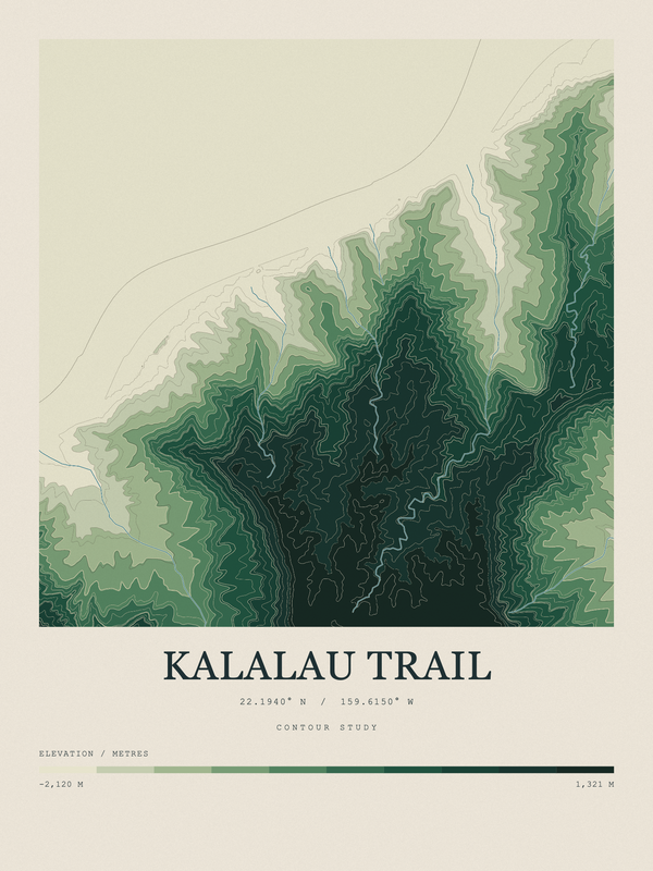 Kalalau Trail — Contour Colour print in Forest Floor